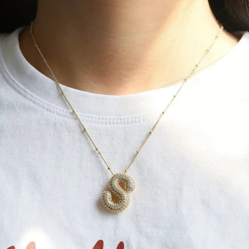 Bubble bokstav initial halsband set | Guld