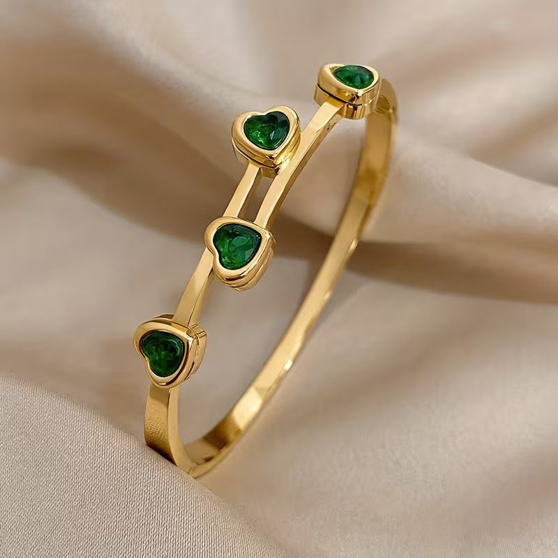 Verde Hjärtan Armband | Guld