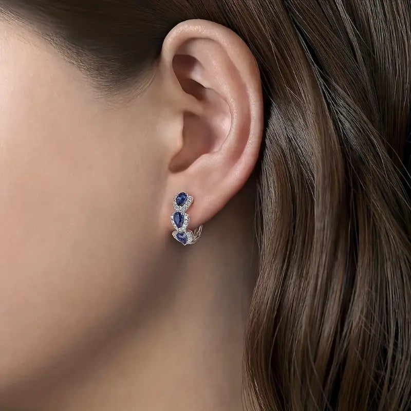 Silver Safir Halo Creoler