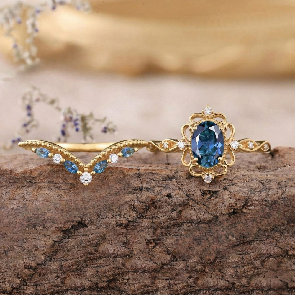 Azelia Safir Kronring Set | Guld