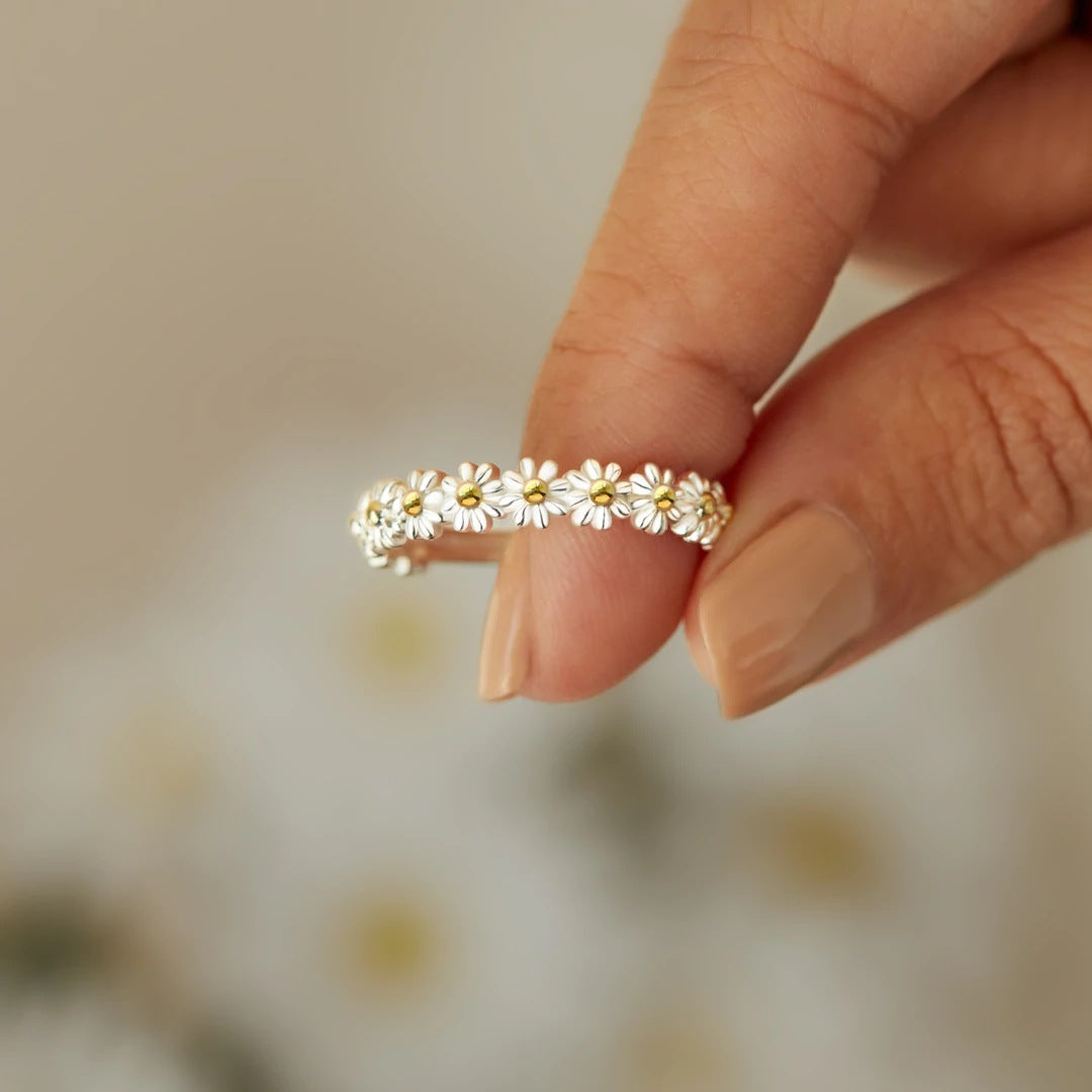 Silver Blommig Ring