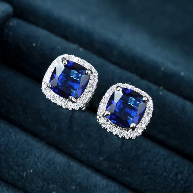 Silver Safir Halo Örstift