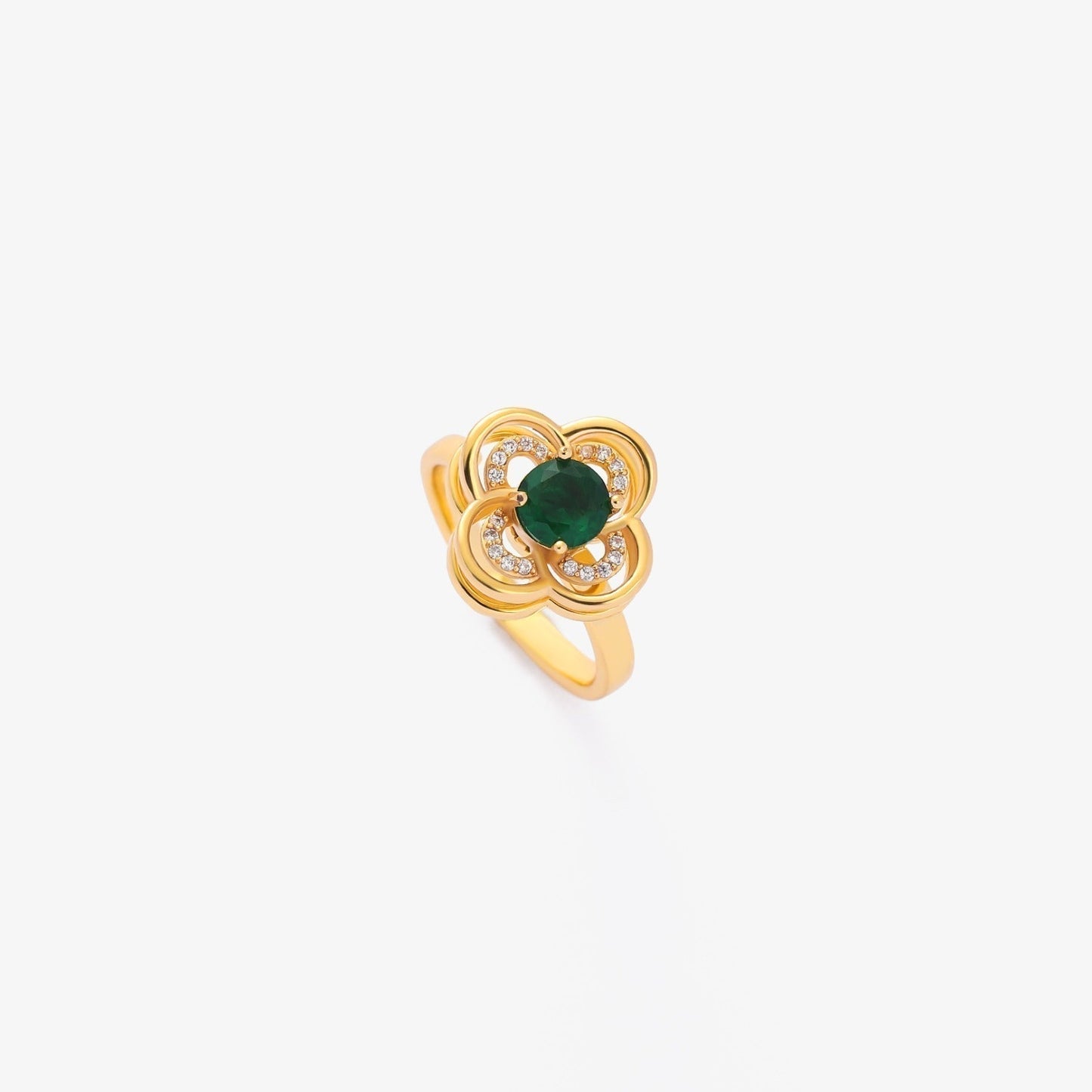 Guld Smaragd Blossom Ring