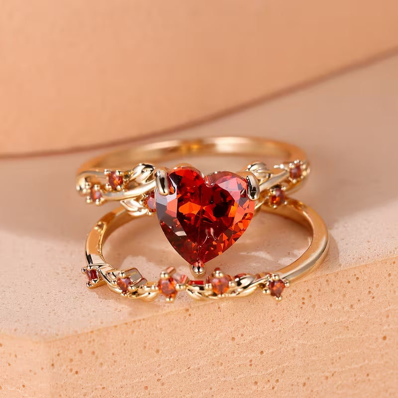 Redvine Hjärta Accent Ring Set | Guld