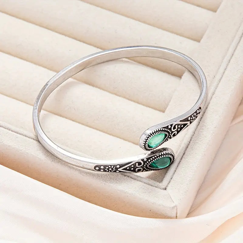 Silver Smaragd Vintage Armring