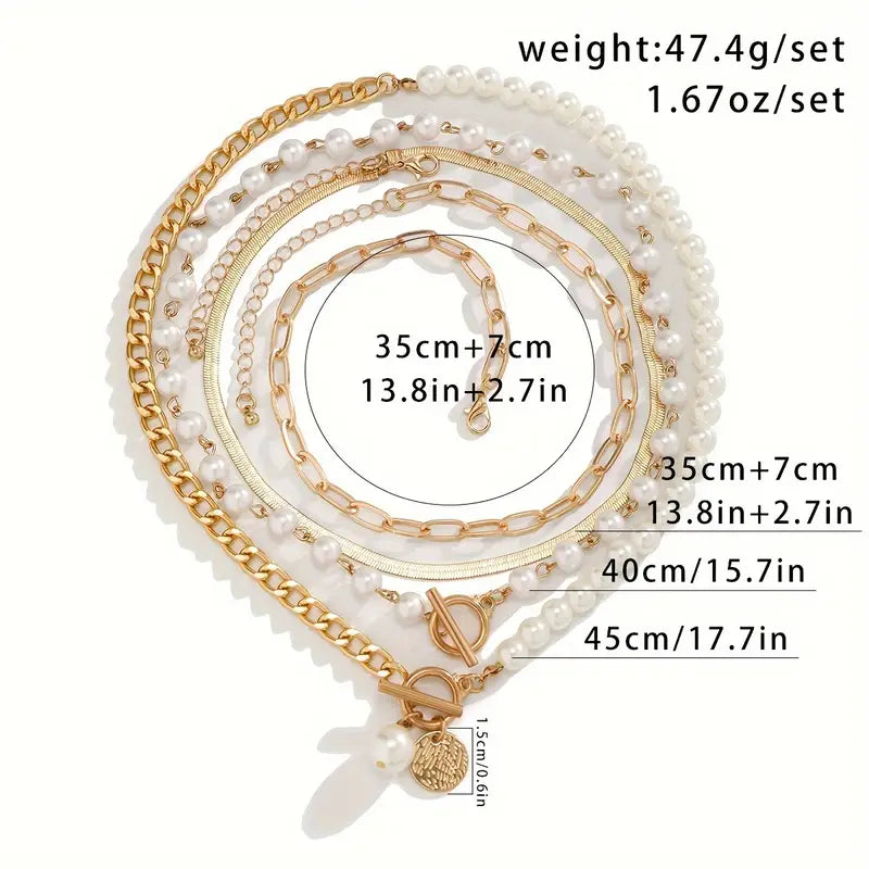 Modern Pärl Lagrad Halsband Set