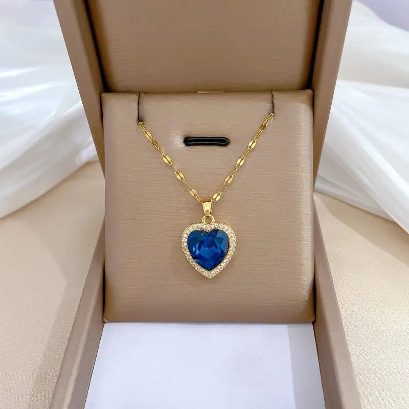Guld Safir Hjärthalsband