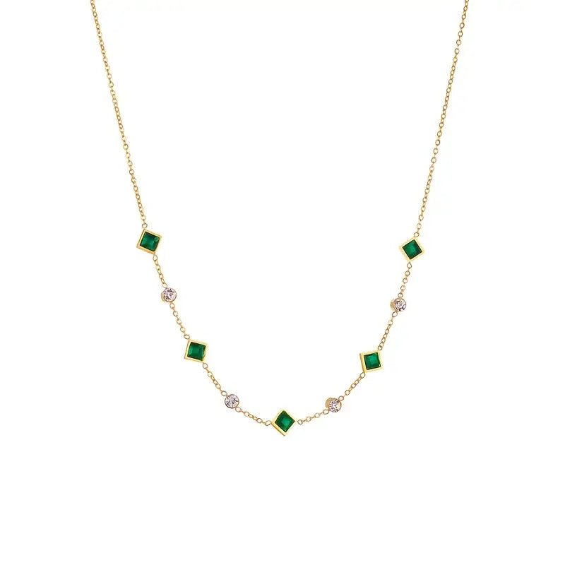 Guld Smaragd Geometrisk Station Halsband