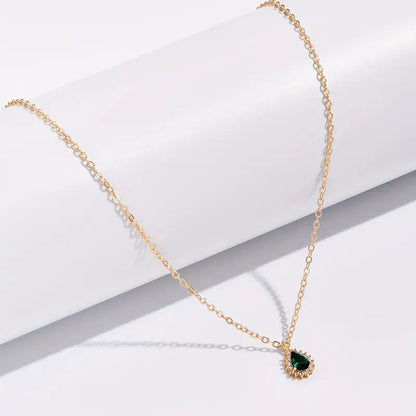 Guld Smaragd Droppe Halsband
