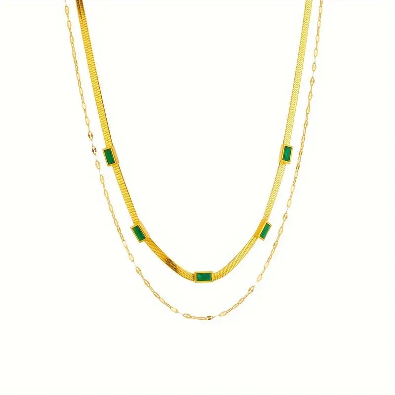 Sister Gem Double-Layer Retro Halsband | Guld