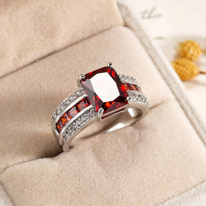 Silver Rubin Split-Shank Ring