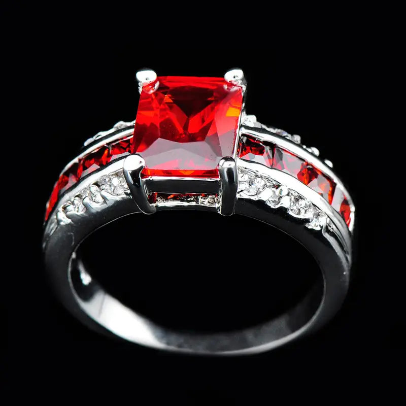 Silver Rubin Split-Shank Ring