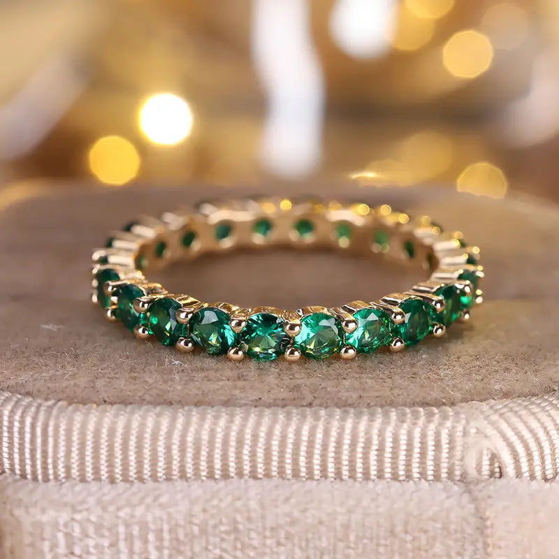 Guld Smaragd Evighet Ring