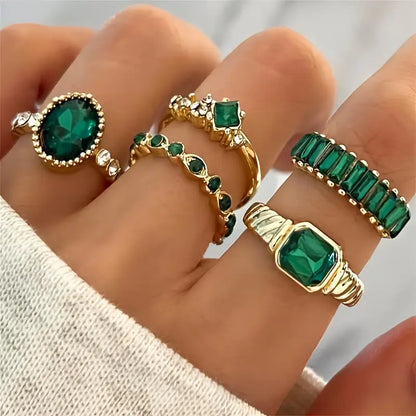 Zarina Exquisite Smaragd Ring Set | Guld
