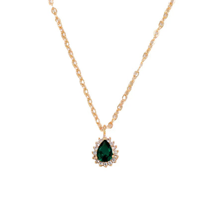 Guld Smaragd Droppe Halsband