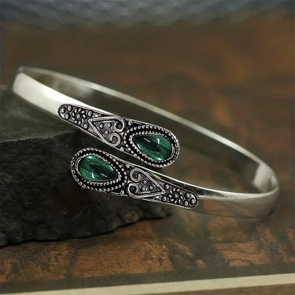 Silver Smaragd Vintage Armring