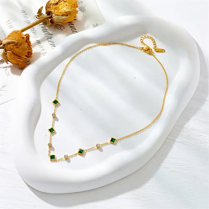 Guld Smaragd Geometrisk Station Halsband