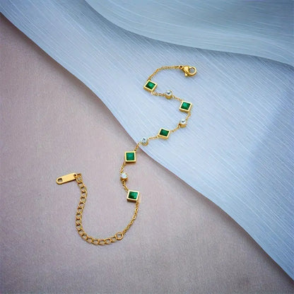 Guld Smaragd Station Armband