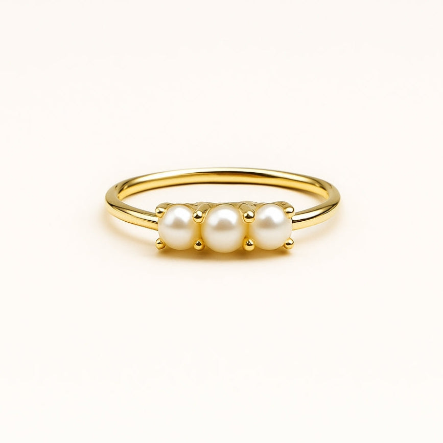 Triple Pärl Guld Ring