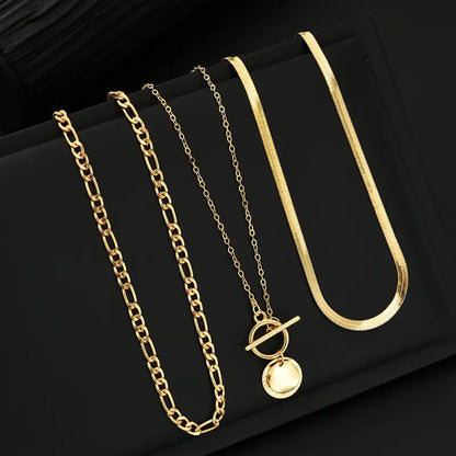 Savira Textured Coin Lagrad Halsband | Guld