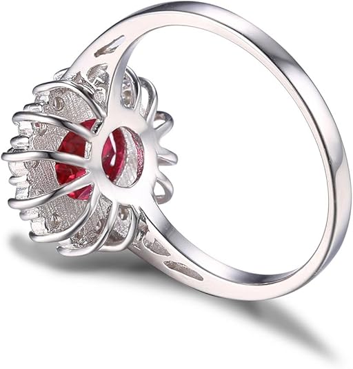 Klassisk Rubin Halo Ring | Vitguld