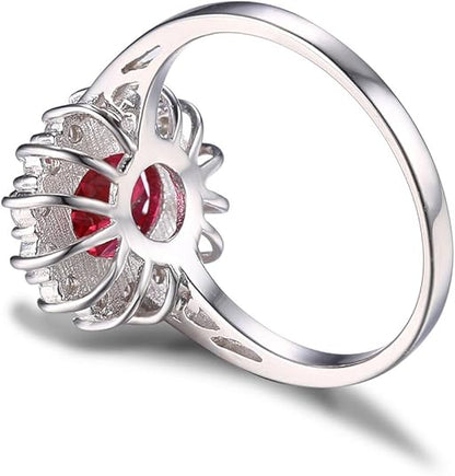 Klassisk Rubin Halo Ring | Vitguld