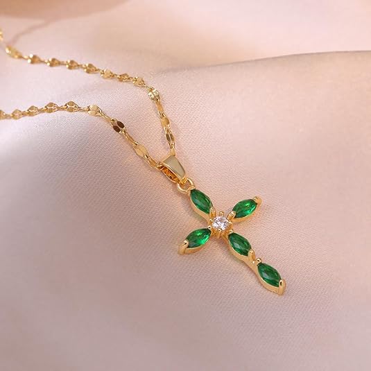 Smaragd Korshalsband | Guld