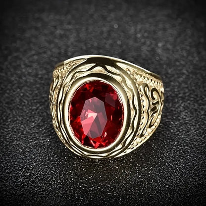 Guld Rubin Graverad Ring