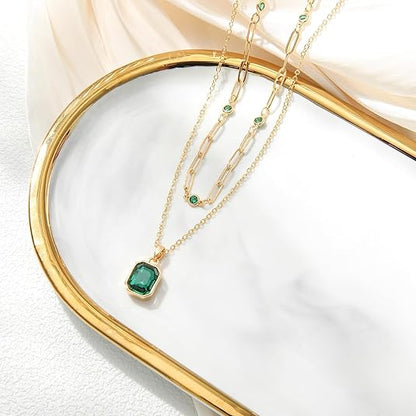 Smaragd Clover Hänghalsband | Guld