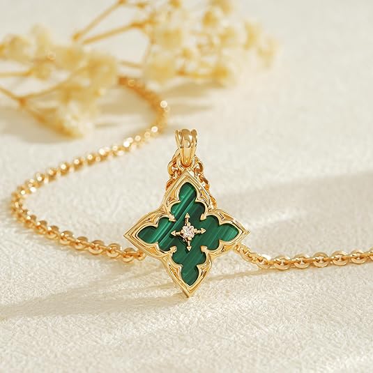 Smaragd Clover Hänghalsband | Guld