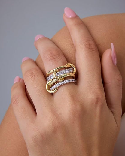 Interlock Stack Ringar | Guld