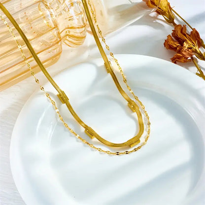 Sister Gem Double-Layer Retro Halsband | Guld