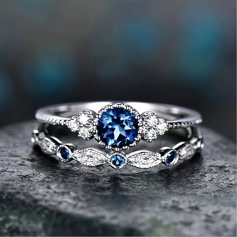 Sapphriel Kronring Set | Vitguld
