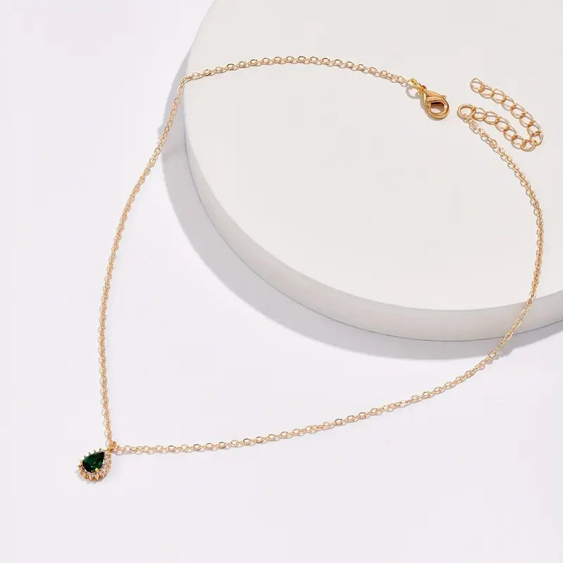 Guld Smaragd Droppe Halsband