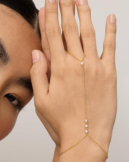 Pärlad Handchain Armband | Guld