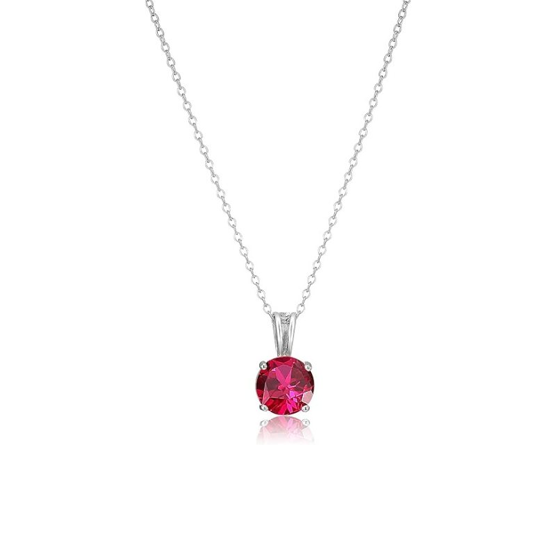 Rundslipning Rubin Halsband | Vitguld