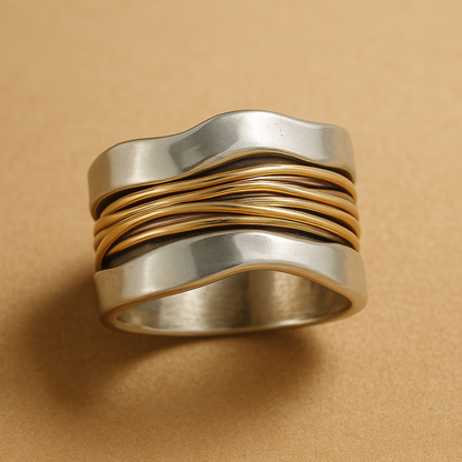 Silver Gyllene Trådar Ring
