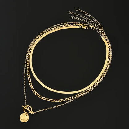 Savira Textured Coin Lagrad Halsband | Guld