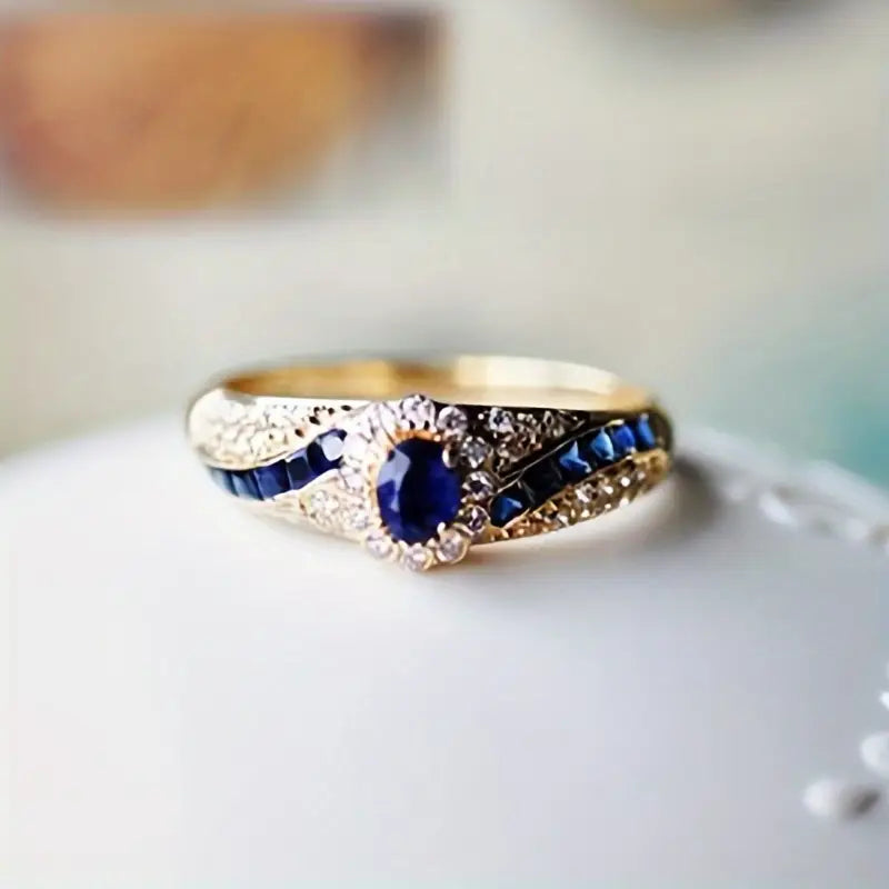 Guld Safir Band Ring