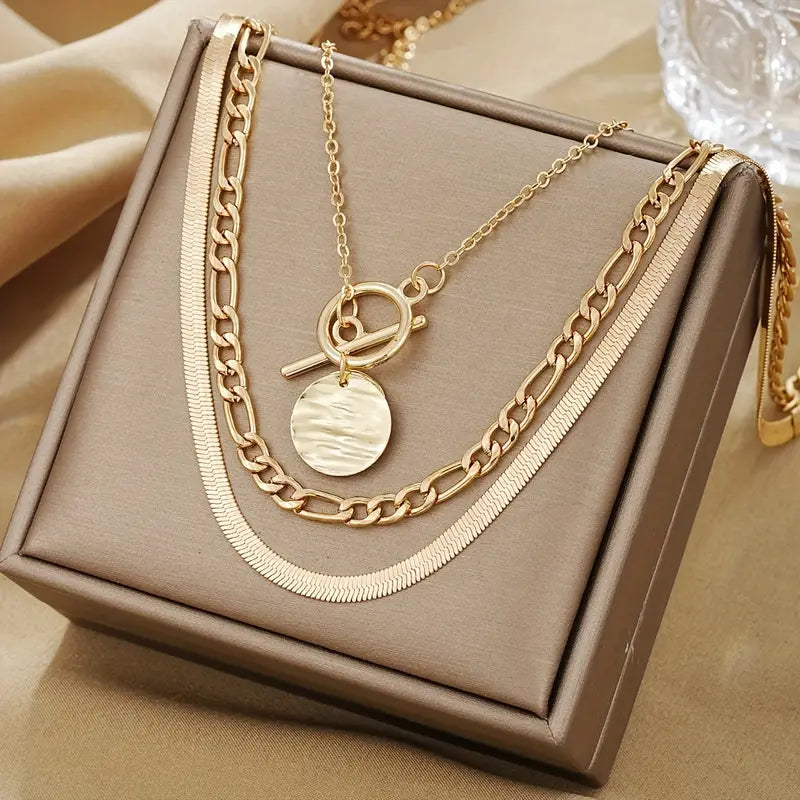 Savira Textured Coin Lagrad Halsband | Guld