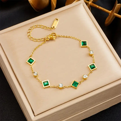 Guld Smaragd Station Armband
