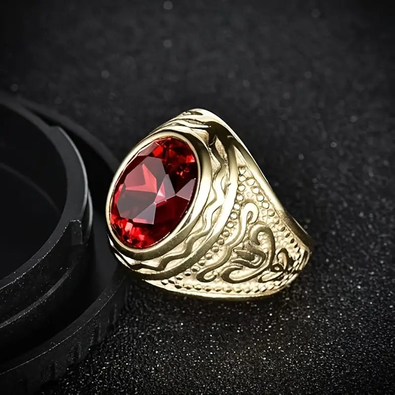 Guld Rubin Graverad Ring