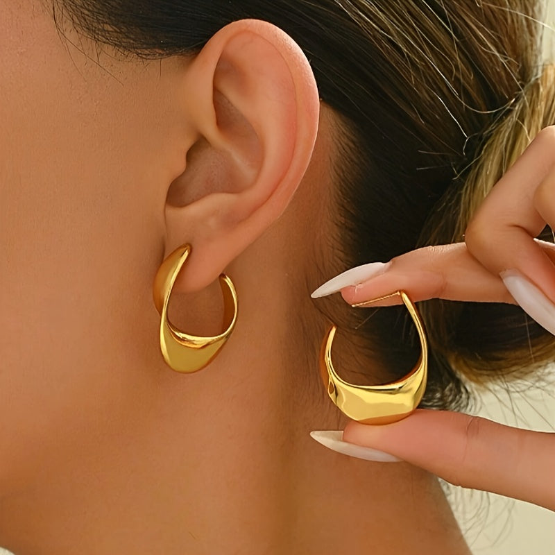 Sculpted Halvmåne Creoler | Guld