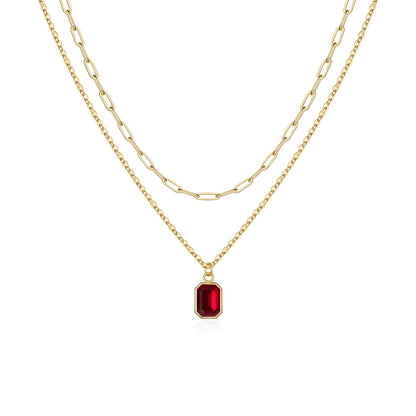 Paperclip Lagrad Rubin Halsband | Guld