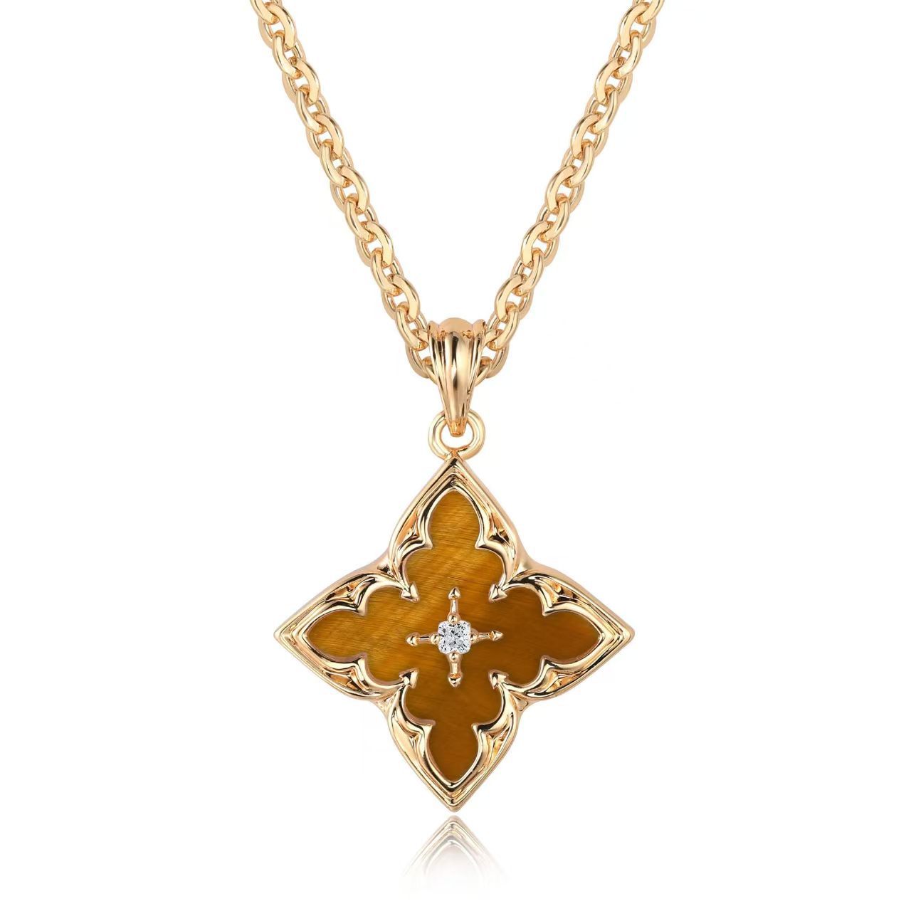 Vit Clover Hänghalsband | Guld