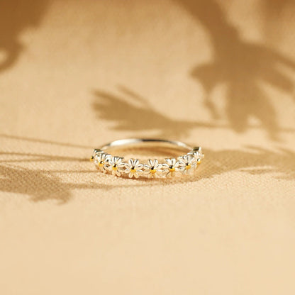 Silver Blommig Ring