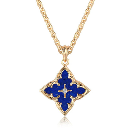 Blå Clover Hänghalsband | Guld