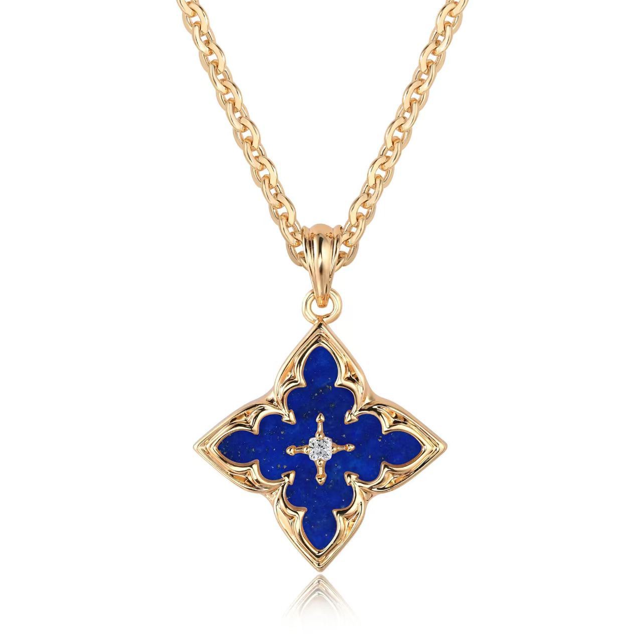 Vit Clover Hänghalsband | Guld