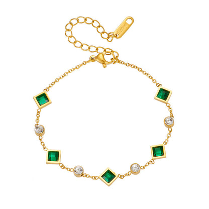 Guld Smaragd Station Armband