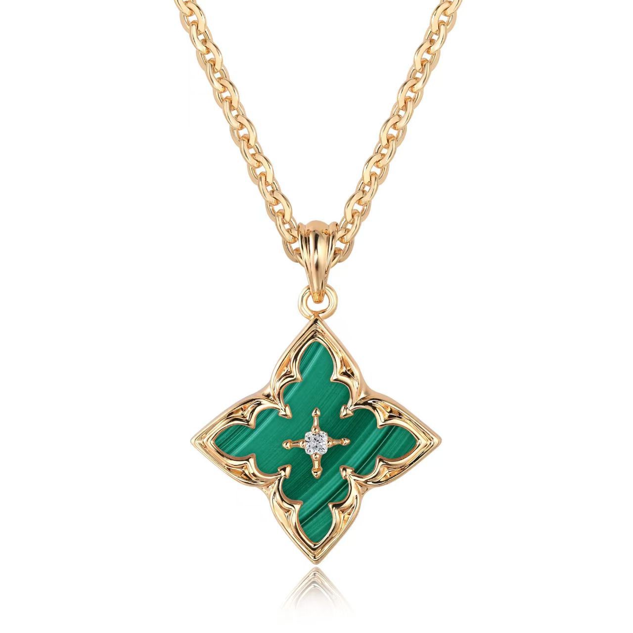 Vit Clover Hänghalsband | Guld